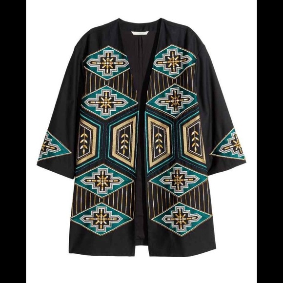 H&M Uniquely Embellished Tribal Embroidered Blazer - Picture 13 of 16